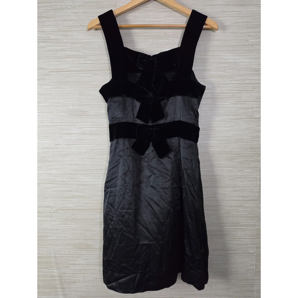 SEE BY CHLOE Silk Velvet Bow Midi Dress Women 8 Black NWT Cocktail Luxury